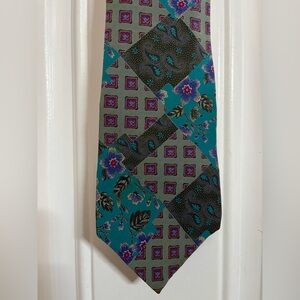 Oscar de la Renta Couture Paisley Patchwork Silk Tie Vintage 1990s